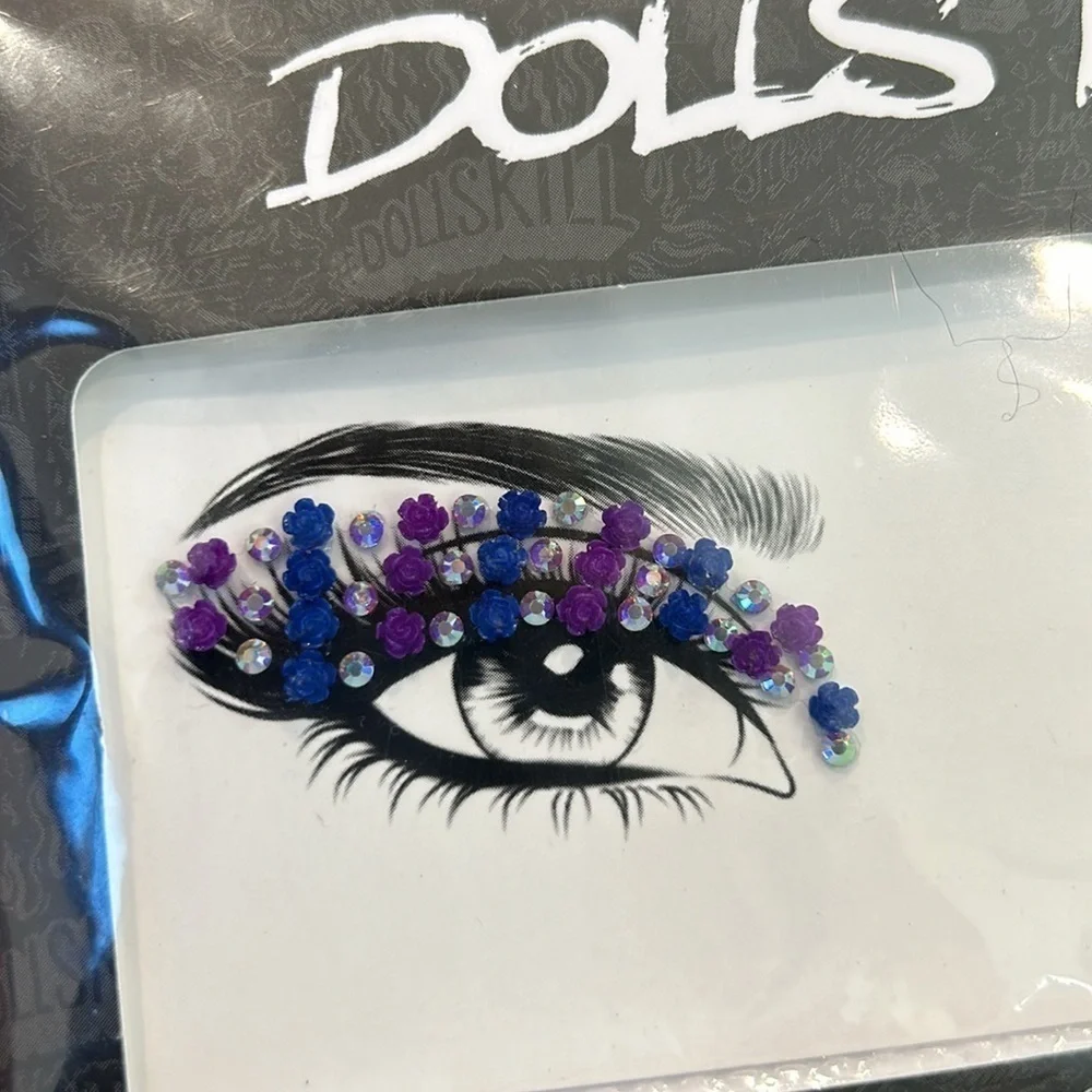 Dolls Kill face and body jewel bloom before your eyes blue purple accessory new
